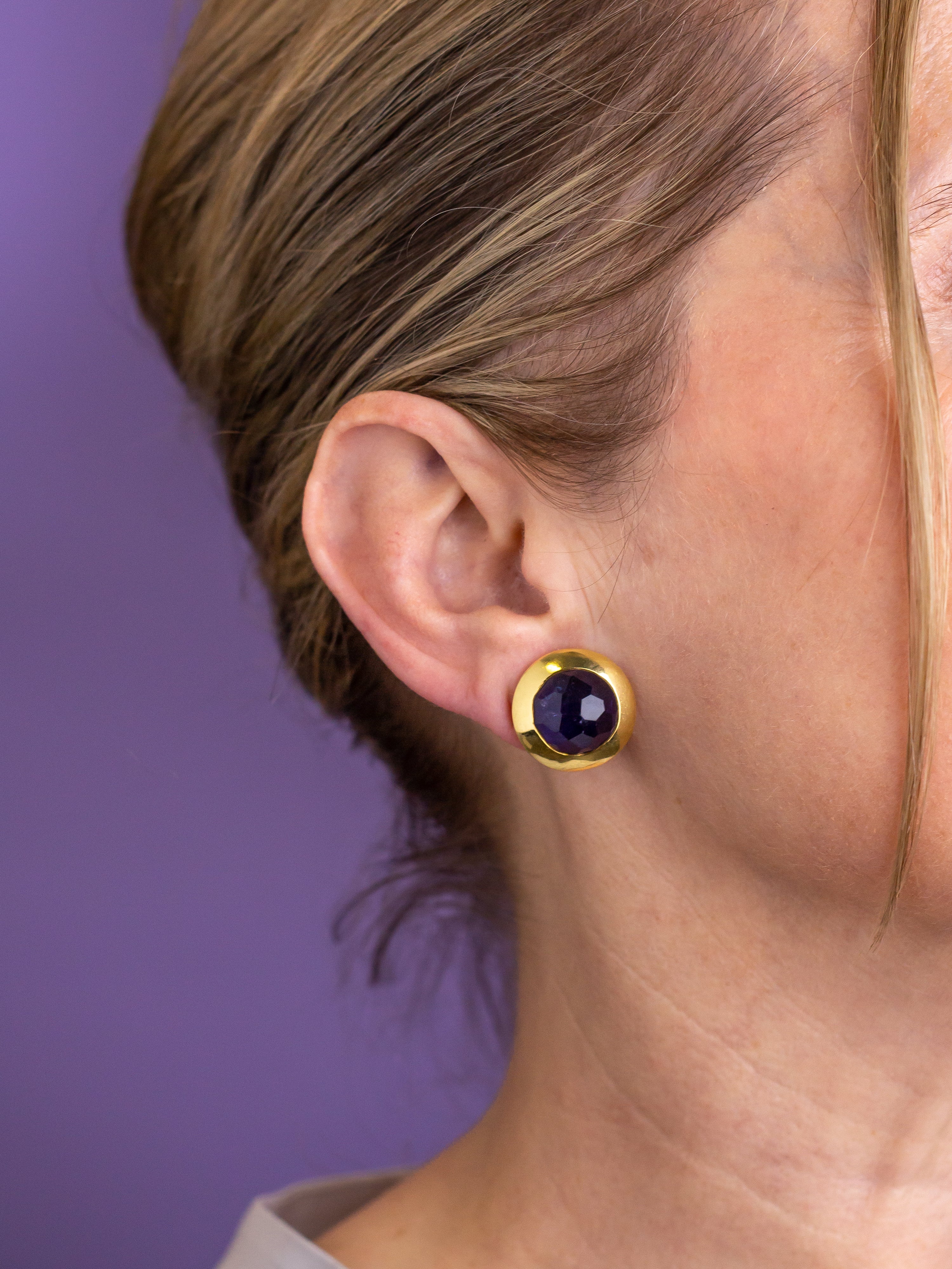 Pomellato, 18kt Yellow Gold & Iolite Ear Clips