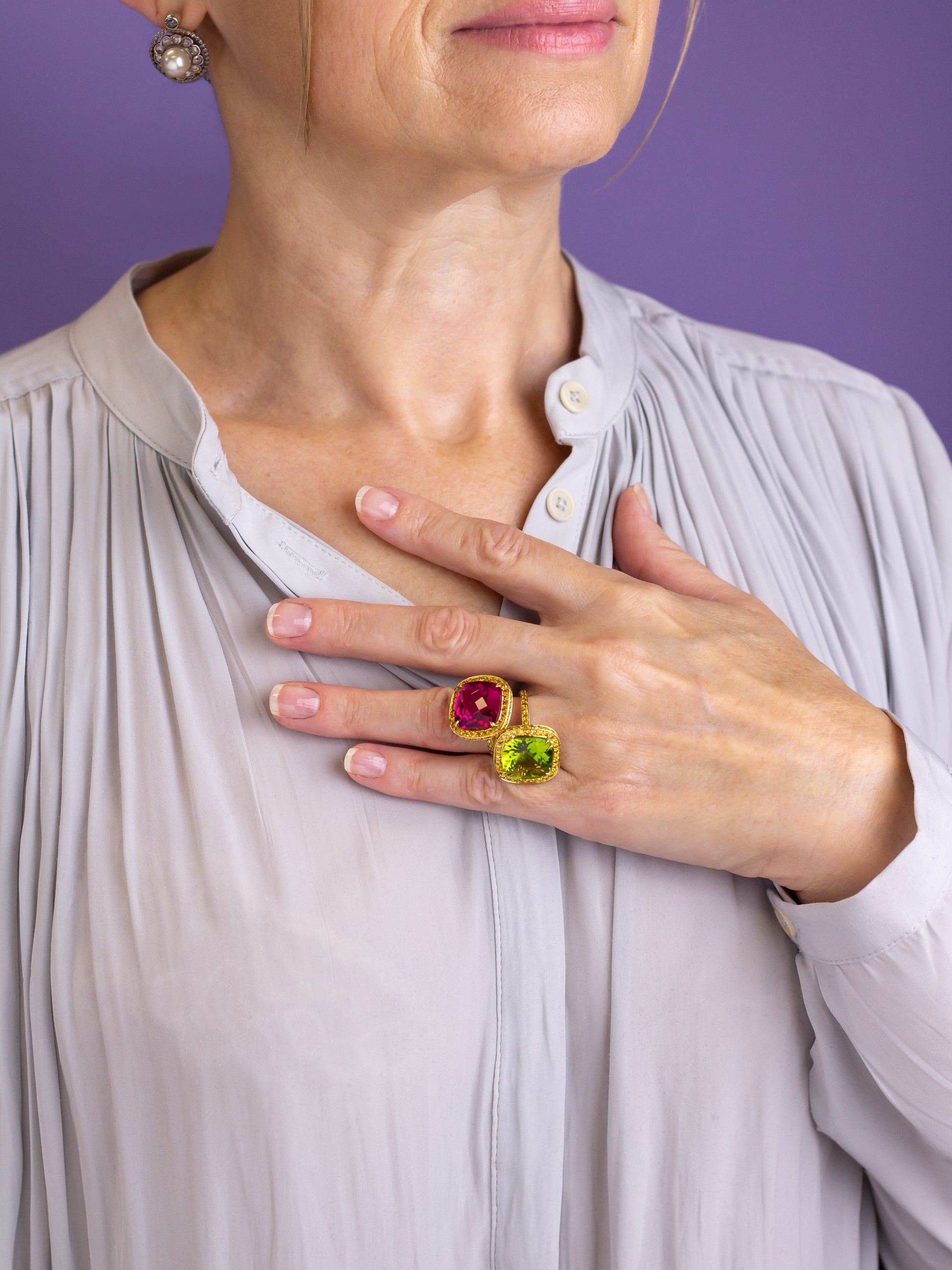18kt Yellow Gold, Peridot, & Yellow Diamond Ring After 'Nardi' Design