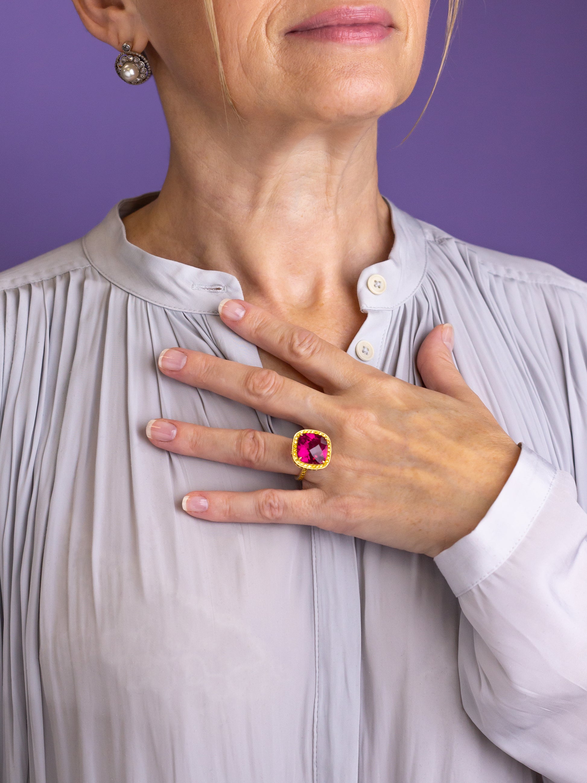 'Nardi' 18kt Yellow Gold, Rubellite Tourmaline, & Yellow Diamond Ring