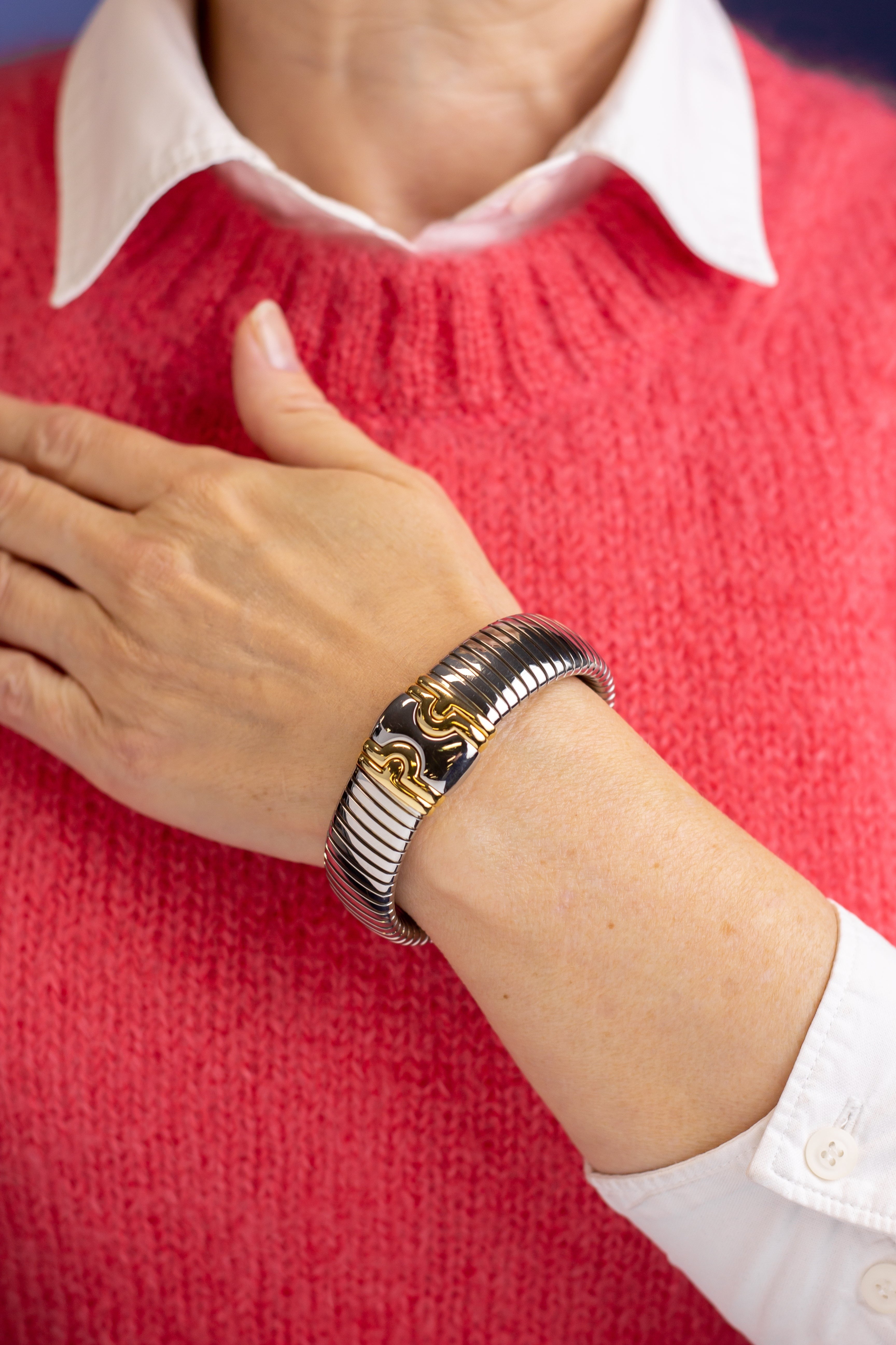 Parentisi 18kt & Stainless Steel Cuff by Bulgari