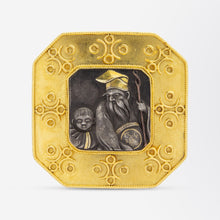 Load image into Gallery viewer, Castellani Brooch in 15kt Gold With Shakudo Plaque