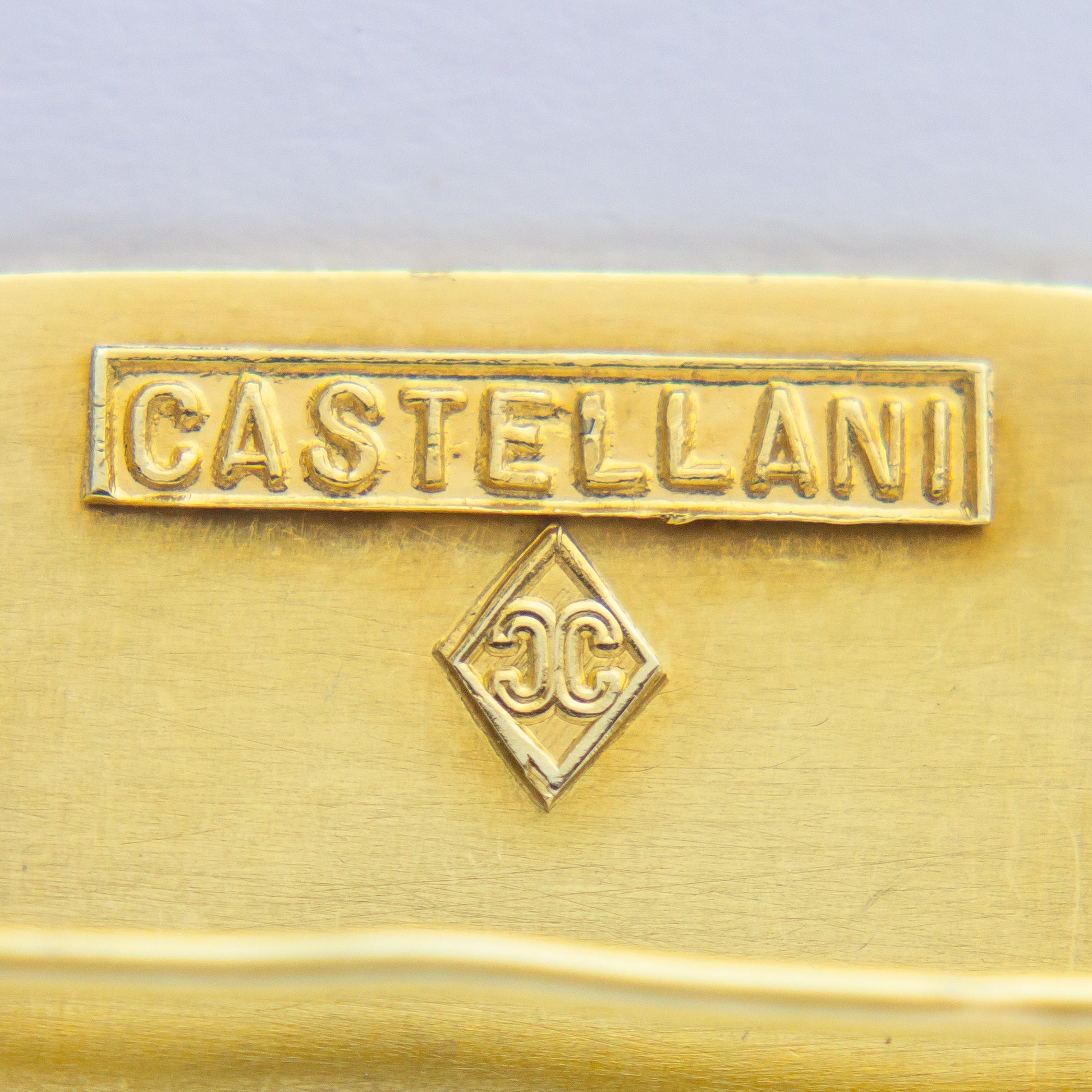 Castellani Brooch in 15kt Gold With Shakudo Plaque