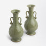 Pair of Celadon Vases in the Yuhuchunping Shape with Handles