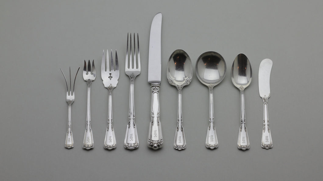 Sterling Silver Flatware Set by Reed and Barton in the Chambord Pattern