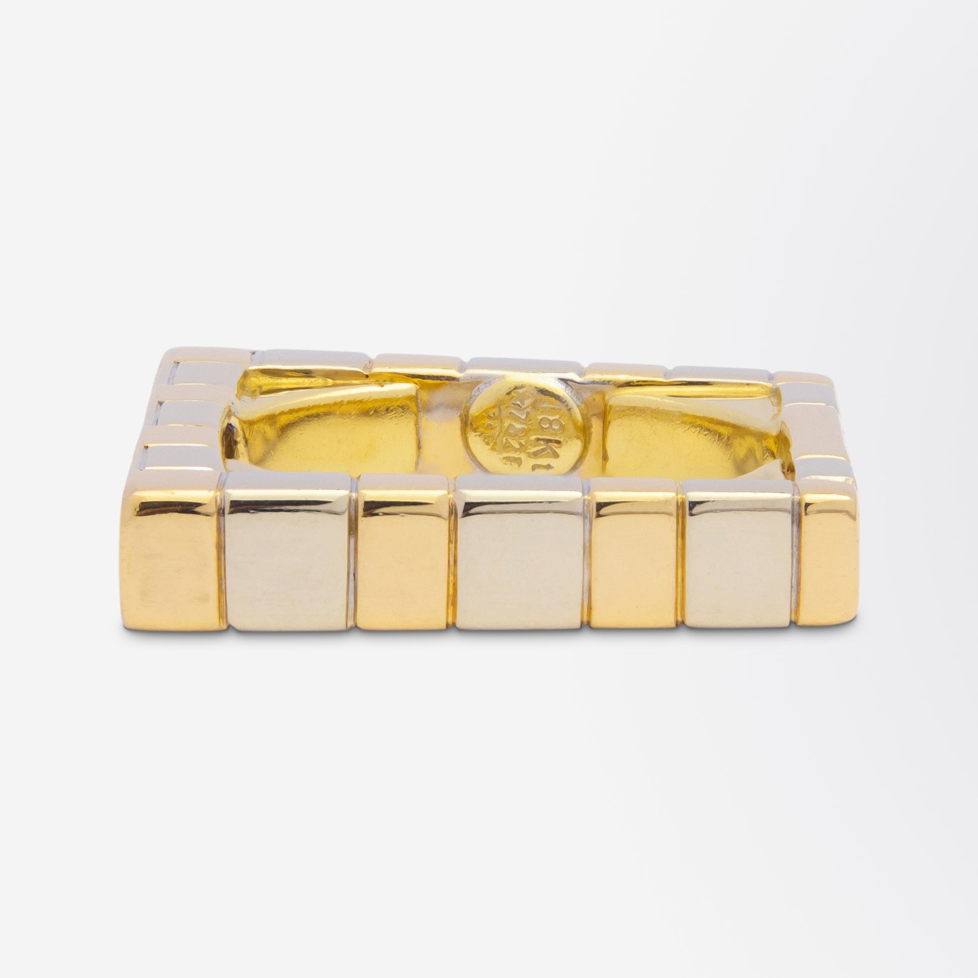 Modernist 18kt Yellow & White Gold Four Stone Diamond Ring