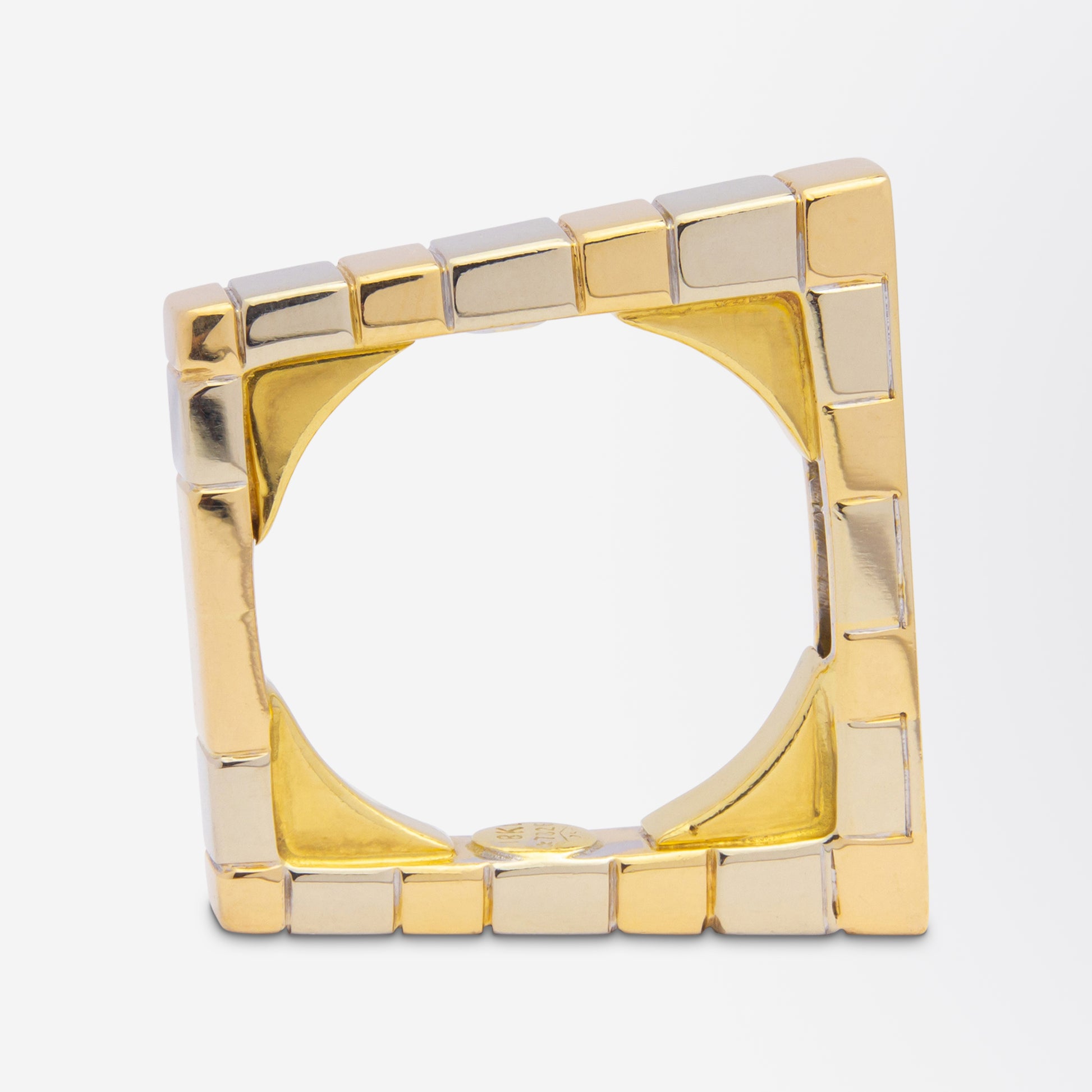 Modernist 18kt Yellow & White Gold Four Stone Diamond Ring