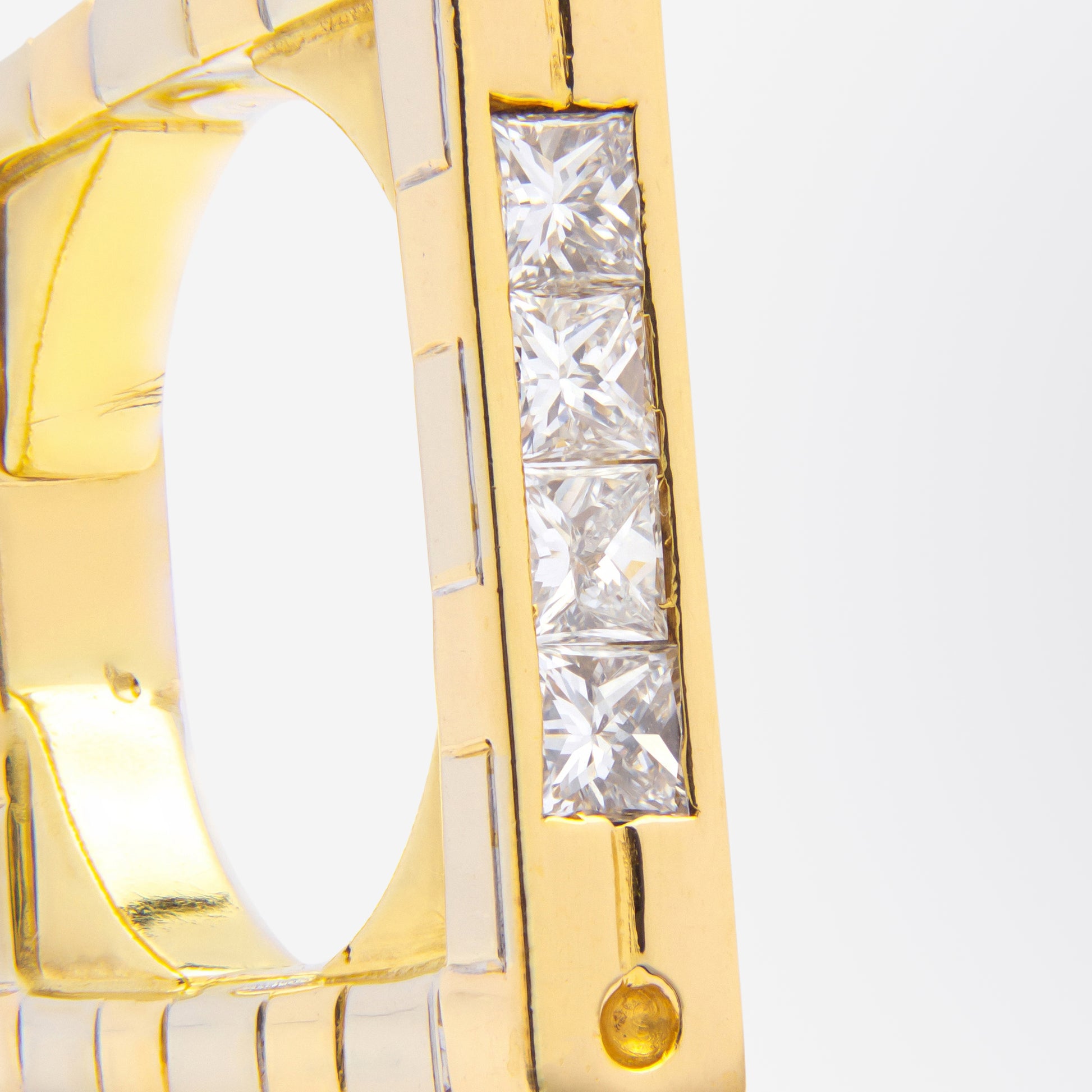 Modernist 18kt Yellow & White Gold Four Stone Diamond Ring