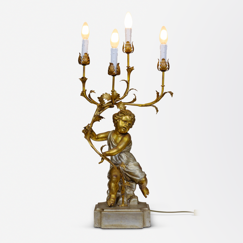 Late 19th Century, Italian, Gilded Candelabra with Putti