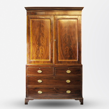 Load image into Gallery viewer, George III Inlaid Mahogany Linen Press