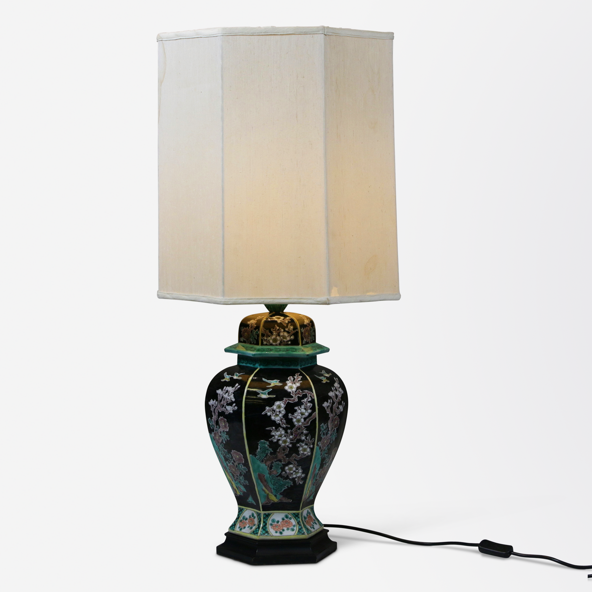 19th Century Japanese Famille Noire Table Lamp