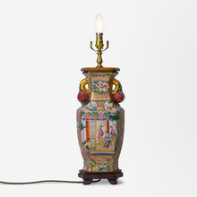 Load image into Gallery viewer, Vintage Chinese Polychrome Porcelain Table Lamp