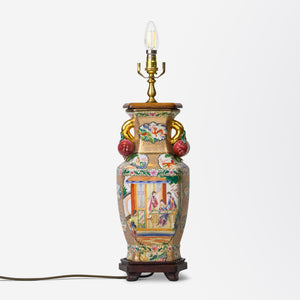 Vintage Chinese Polychrome Porcelain Table Lamp