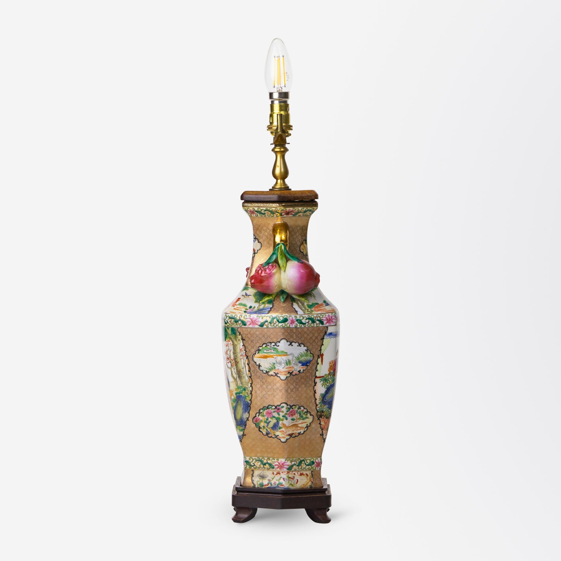 Vintage Chinese Polychrome Porcelain Table Lamp