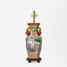 Load image into Gallery viewer, Vintage Chinese Polychrome Porcelain Table Lamp