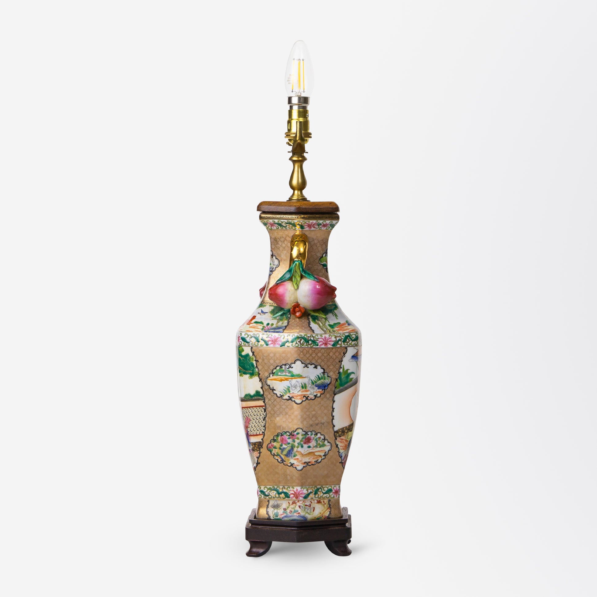 Vintage Chinese Polychrome Porcelain Table Lamp