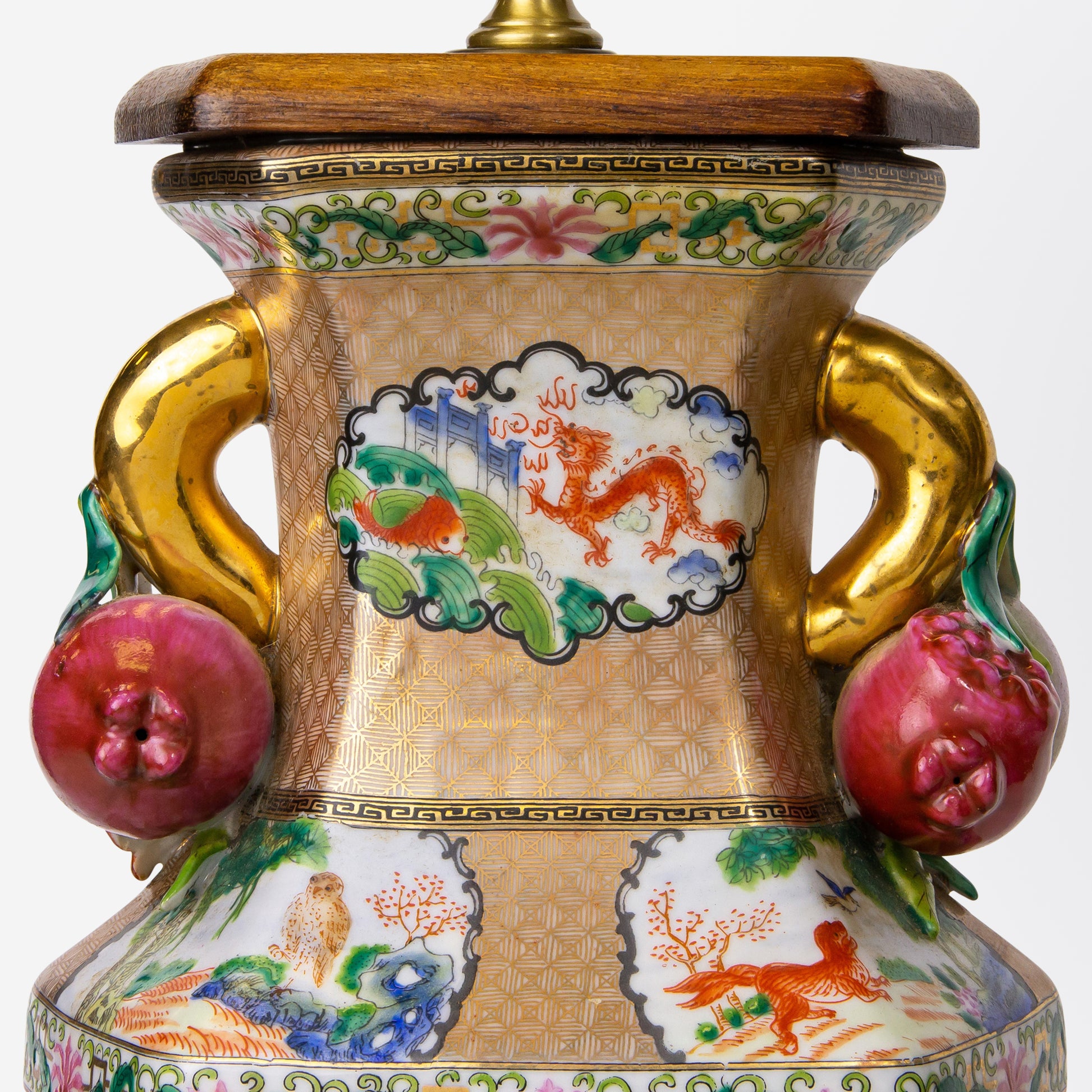 Vintage Chinese Polychrome Porcelain Table Lamp