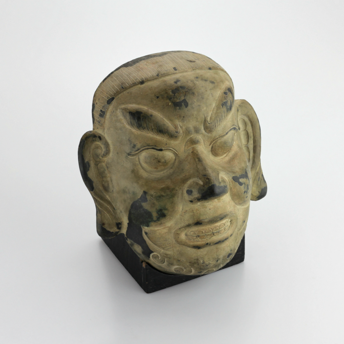 Decorative Bronze Chinese Mask with Stand - The Antique Guild