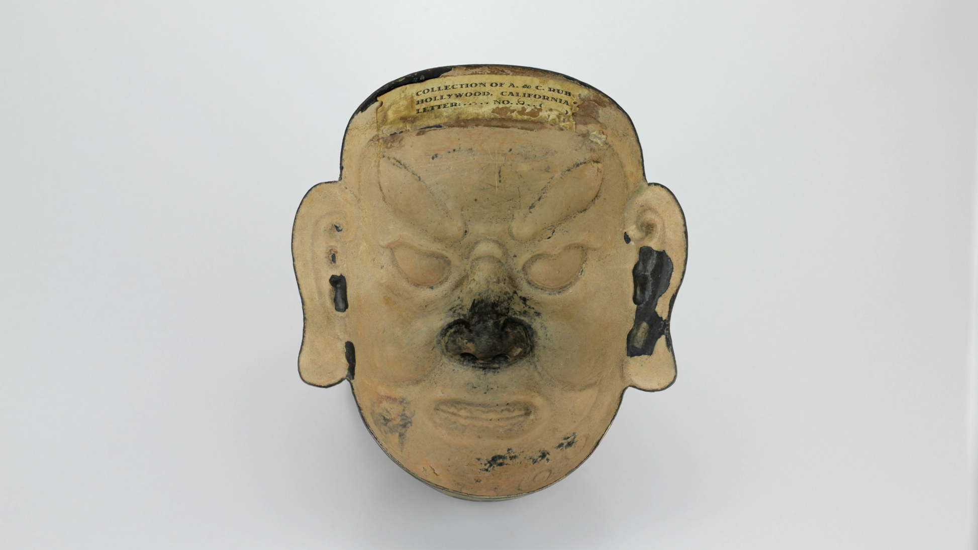 Decorative Bronze Chinese Mask with Stand - The Antique Guild