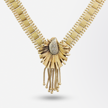 Load image into Gallery viewer, Mid Century 14kt Yellow Gold and Diamond Necklace