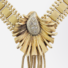 Load image into Gallery viewer, Mid Century 14kt Yellow Gold and Diamond Necklace
