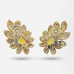 Monumental 18kt Gold, Diamond & Simulated Sapphire Cocktail Ear Clips