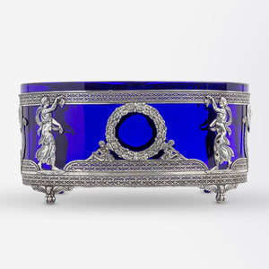 French Empire, Cobalt Glass and Silver Centrepiece