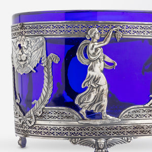 French Empire, Cobalt Glass and Silver Centrepiece