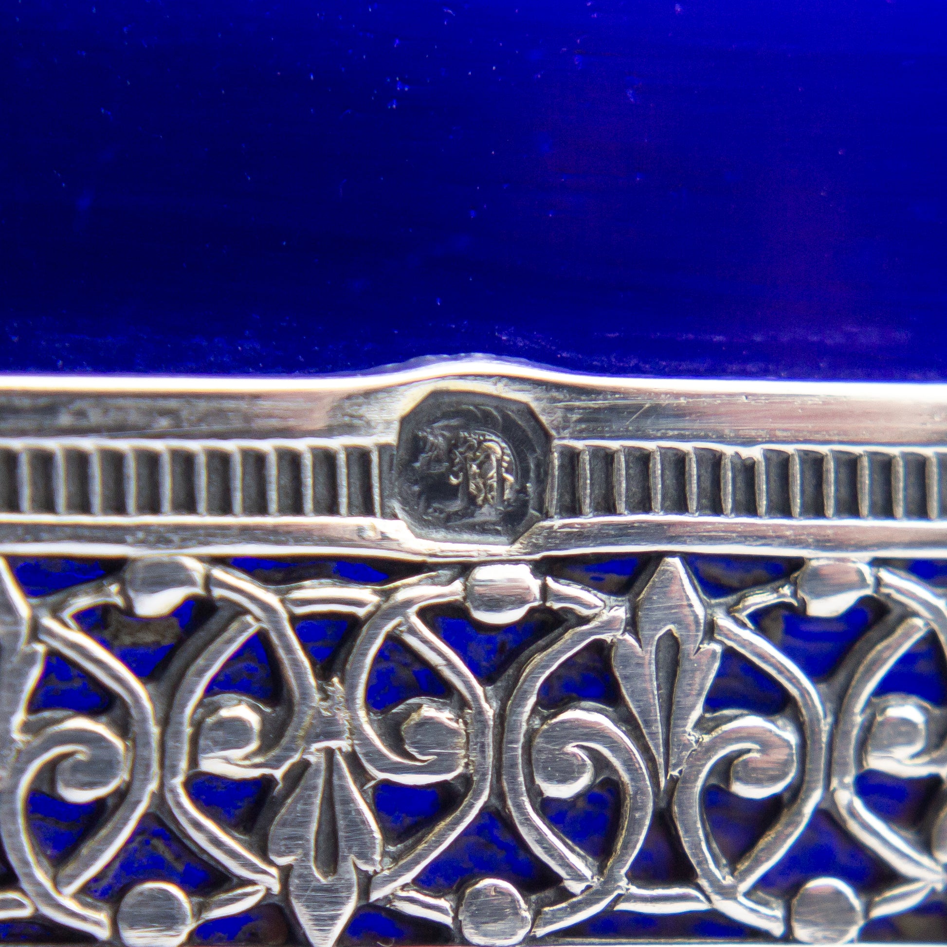 French Empire, Cobalt Glass and Silver Centrepiece