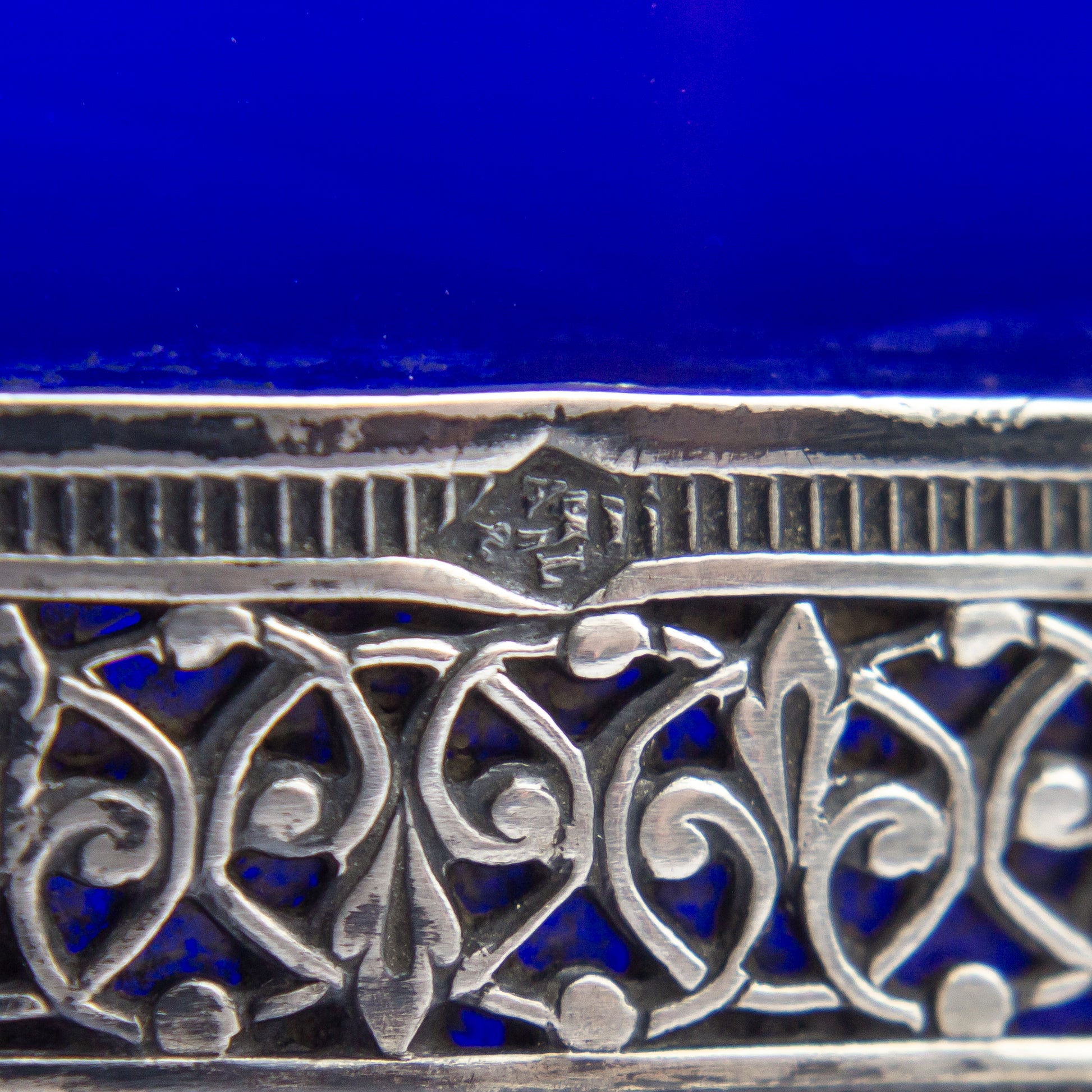 French Empire, Cobalt Glass and Silver Centrepiece