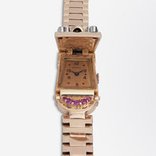 Load image into Gallery viewer, Retro Period, Rose Gold, Ruby, and Diamond Cocktail Watch