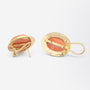 Pair of 14kt Gold & Cabochon Coral Earrings