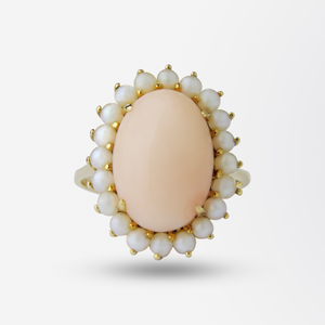 An 18kt Yellow Gold, Coral and Pearl Suite