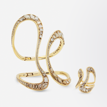 Load image into Gallery viewer, 18kt Gold Cuff and Ring Suite Set With Diamonds by Fernando Jorge