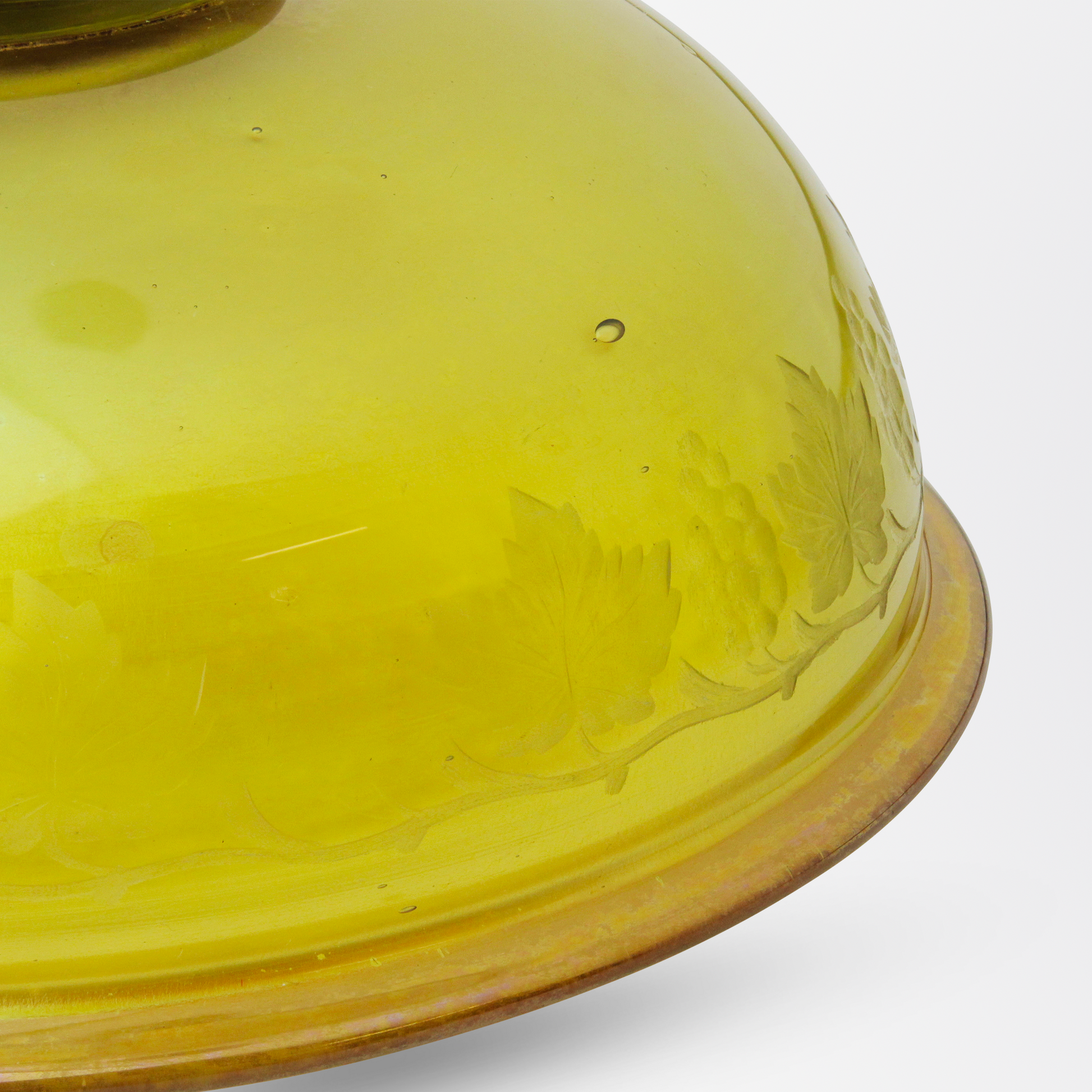 Etched Gold Tiffany Studios Favrile Glass Bowl and Saucer