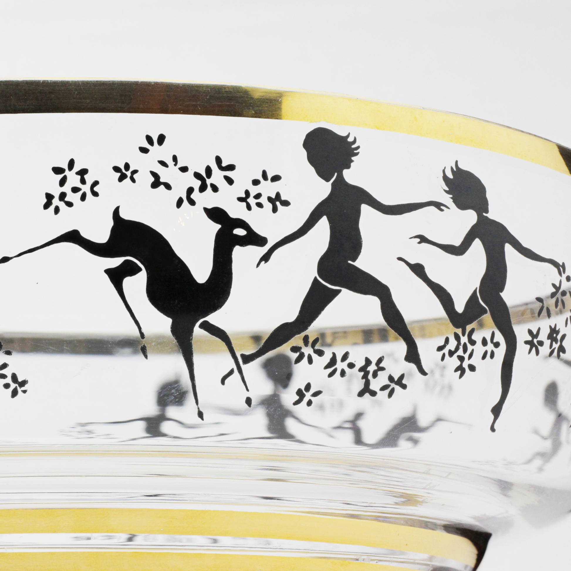 Trio de bols en verre doré de Bohême