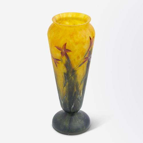 French Art Nouveau Glass Vase Attributed to Daum, Signed Mado Nancy
