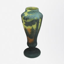 Load image into Gallery viewer, Signed Daum Art Nouveau Cameo Glass Vase with Lake Scene