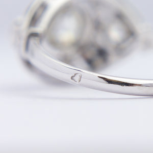 French Art Deco Platinum Ring with Old Cut Diamonds