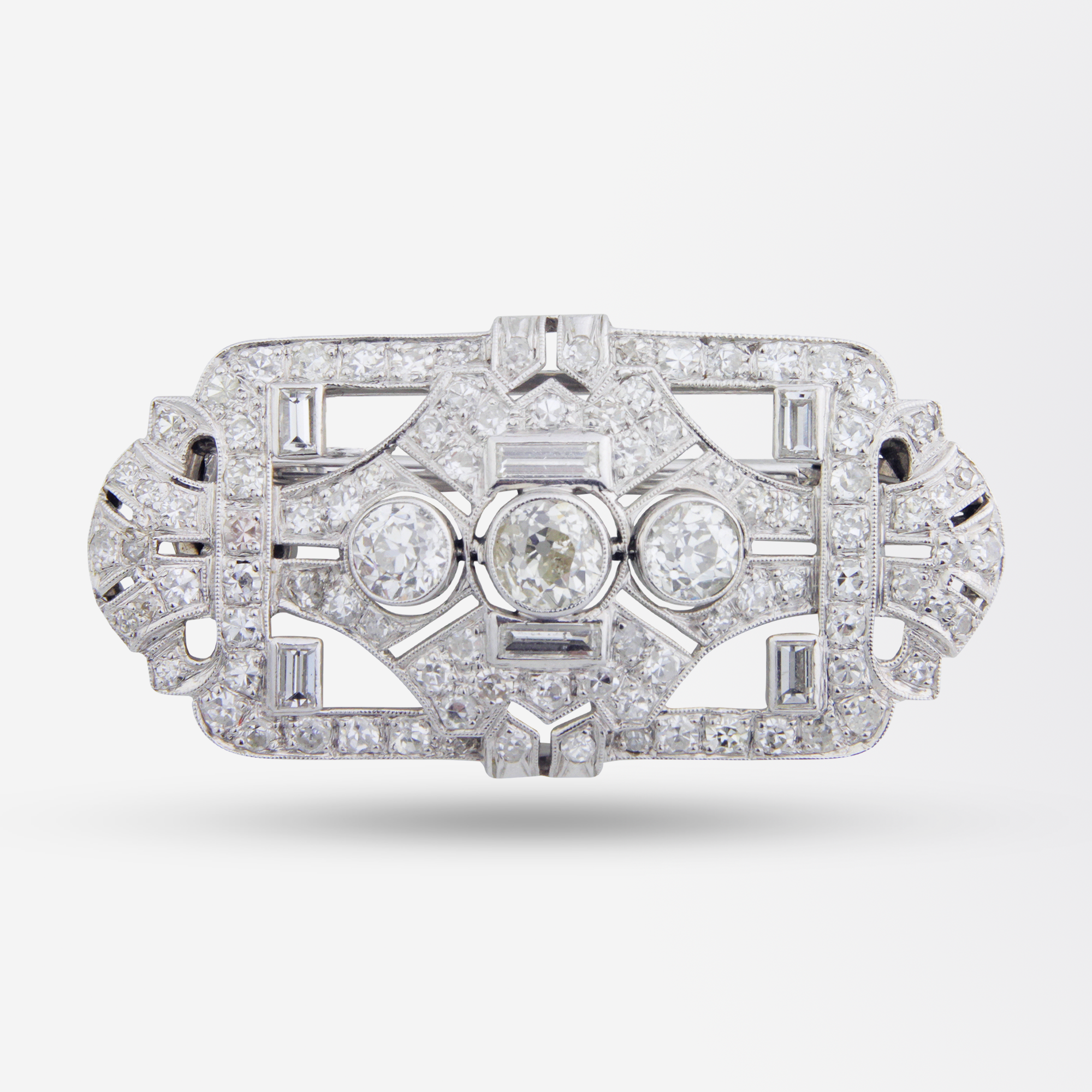 Platinum and Diamond Art Deco Brooch Necklace The Antique Guild