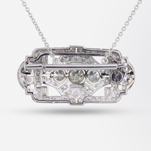 Platinum and Diamond Art Deco Brooch Necklace