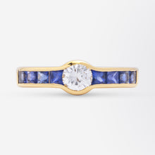 Load image into Gallery viewer, 18kt Yellow Gold, Diamond &amp; Ceylon Sapphire Ring

