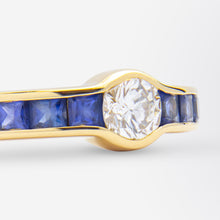 Load image into Gallery viewer, 18kt Yellow Gold, Diamond &amp; Ceylon Sapphire Ring
