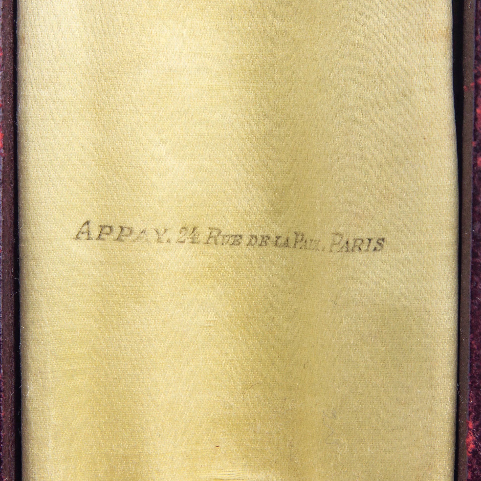 French, Cigar Shaped Onyx Desk Seal with Diamond Collar & Morocco Leather Case