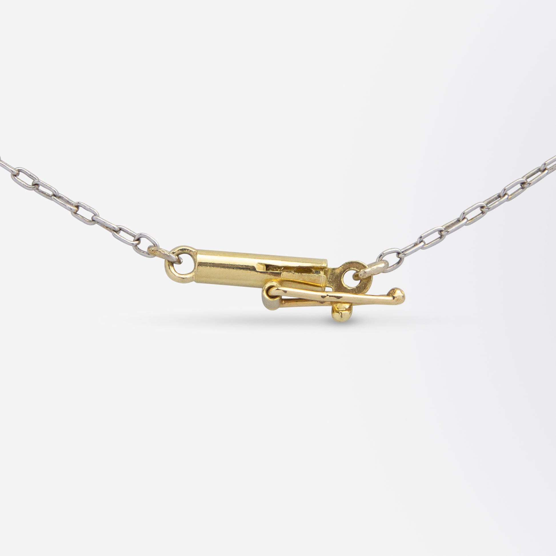 18Kt Yellow Gold & Platinum Tiffany & Co Edwardian Pearl & Diamond Lavalier Necklace