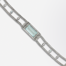 Load image into Gallery viewer, Art Deco, Aquamarine, Platinum, and Diamond Bracelet With GIA Certification
