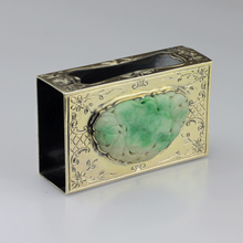 Load image into Gallery viewer, Edward I. Farmer Sterling Silver Matchbox Holder with Jadeite Plaque - The Antique Guild