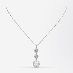 Edwardian, Platinum & Old European Cut Diamond Lavalier Necklace