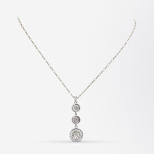 Load image into Gallery viewer, Edwardian, Platinum &amp; Old European Cut Diamond Lavalier Necklace