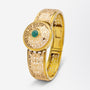 French 18kt Gold and Cabochon Emerald Bangle