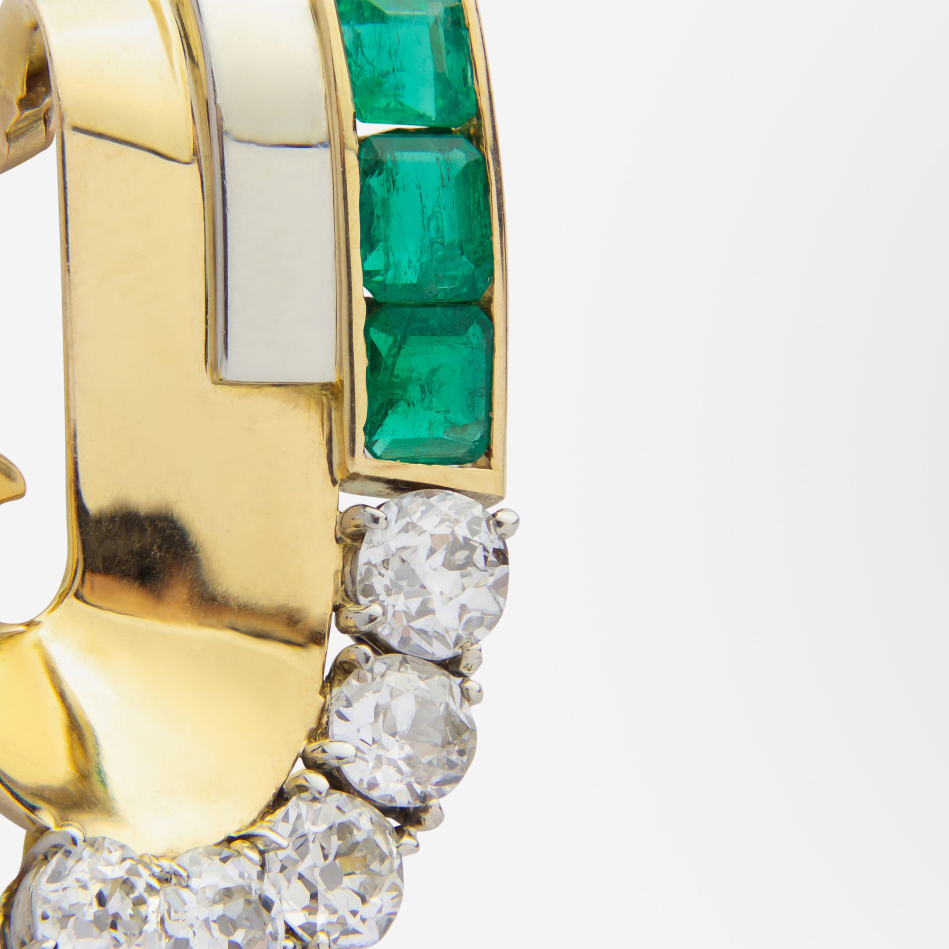 French Art Deco Emerald & Diamond Dress Clip Pair, Possibly by Boucheron